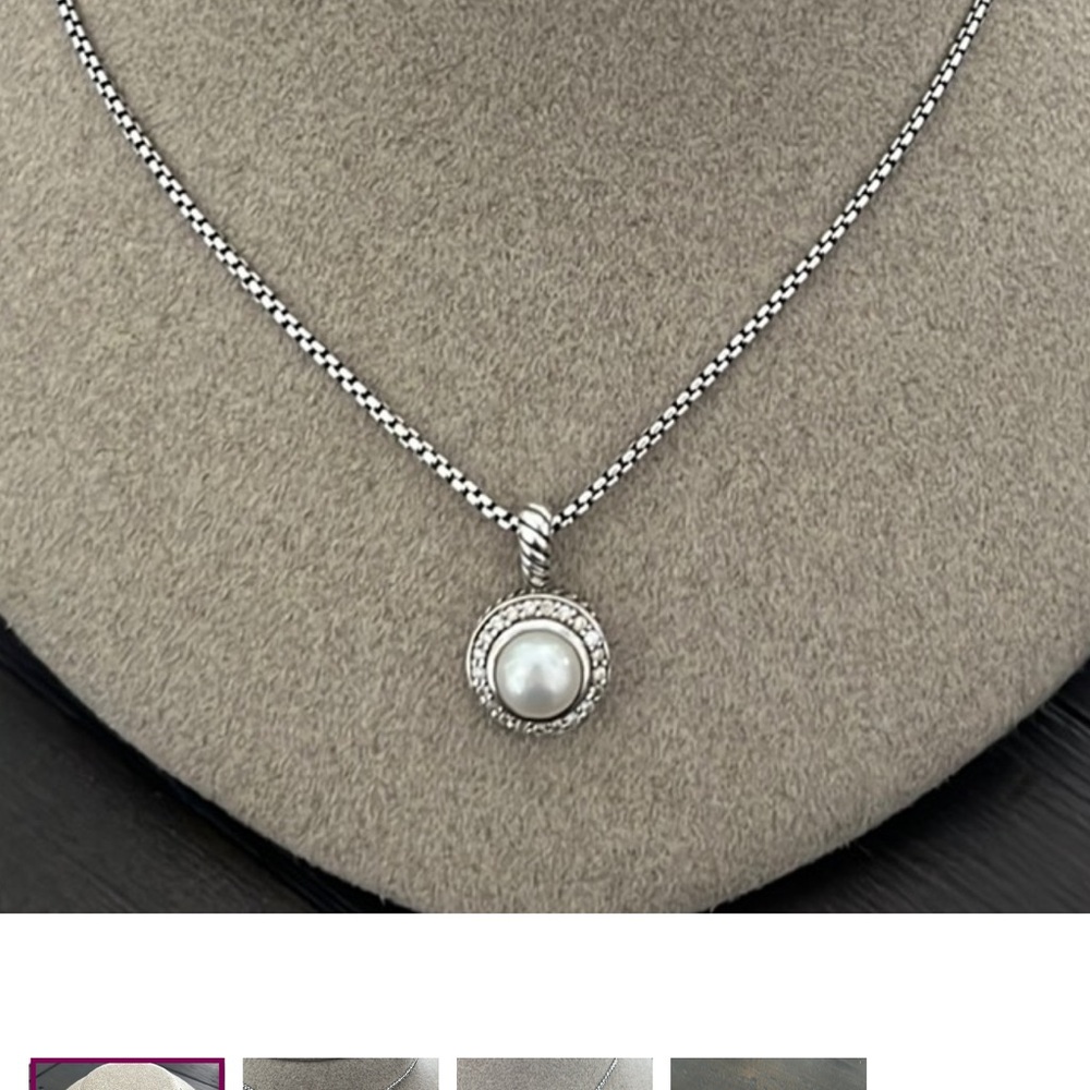 David Yurman Pearl/Diamond pendant Albion necklace